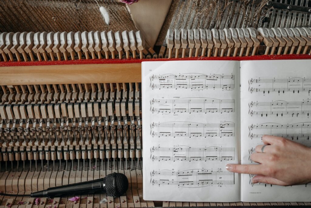 Music Book on a Wooden Piano 